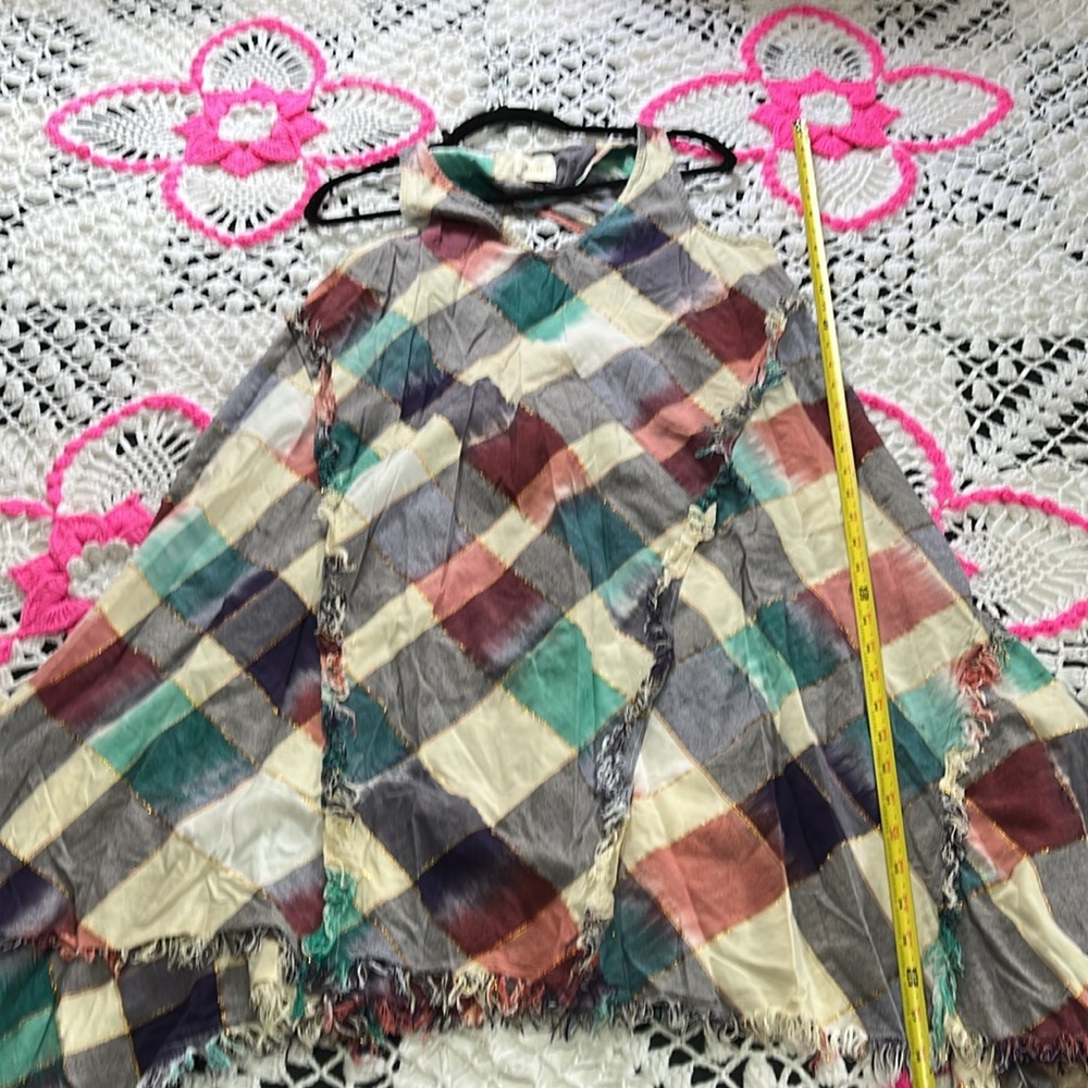 Anthropologie MAEVE Metallic cotton A-line swing Plaid Dress M - Picture 11 of 12
